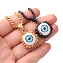 Personalized Fashion Stainless Steel Jewelry Black Golde Plated Charms Big Eyed Monster Pendants Necklace